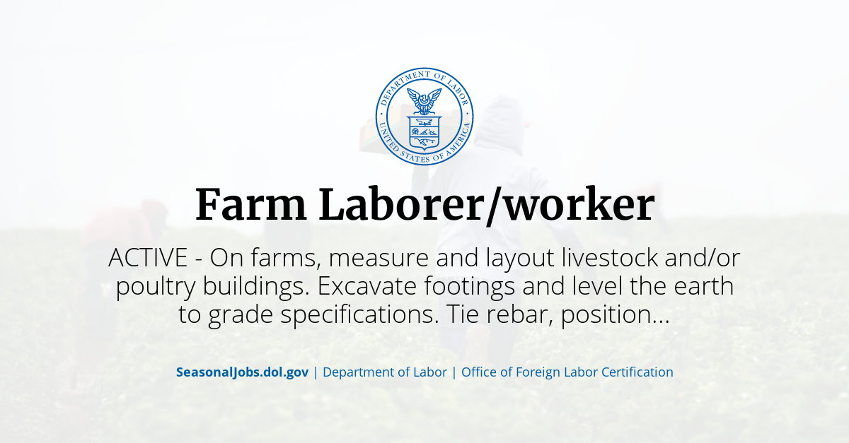 Farm Laborer/worker SeasonalJobs.dol.gov