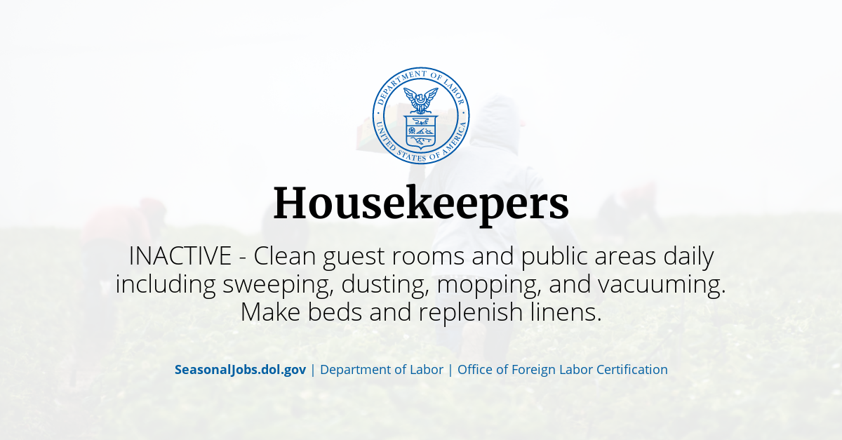 Housekeepers SeasonalJobs.dol.gov