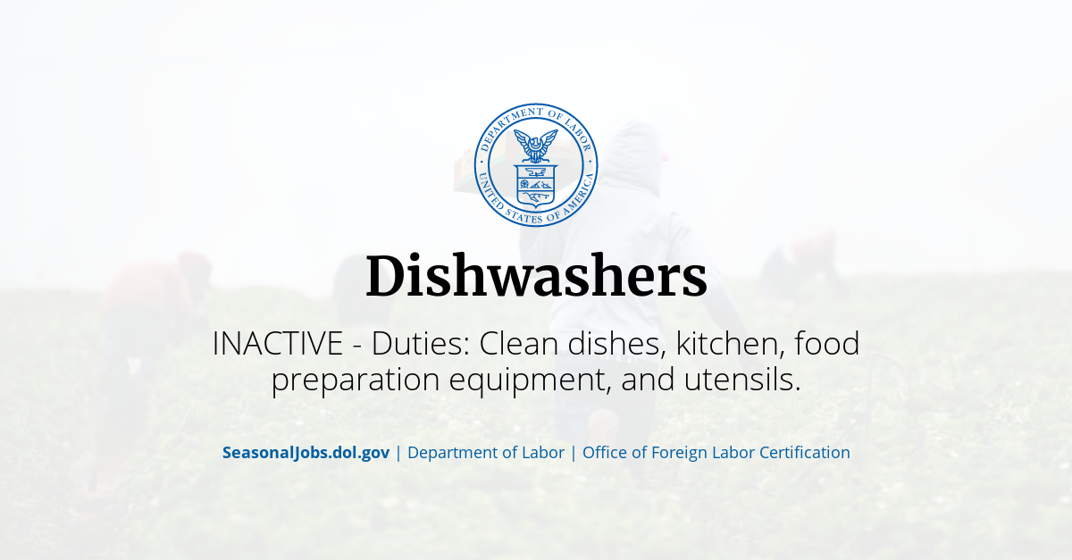 Dishwashers SeasonalJobs.dol.gov