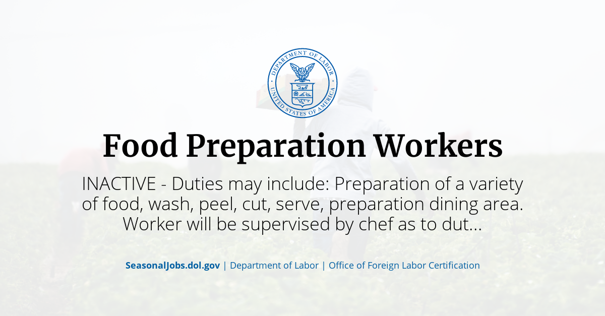 Job Profile: Food Preparation Workers