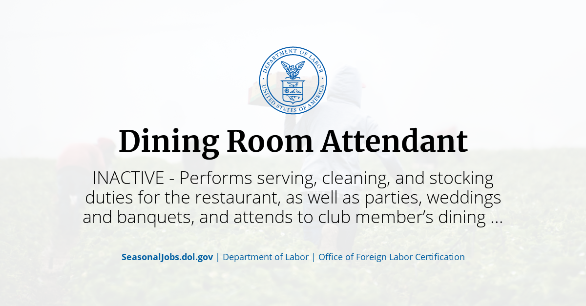 Dining Room Attendant Duties And Responsibilities