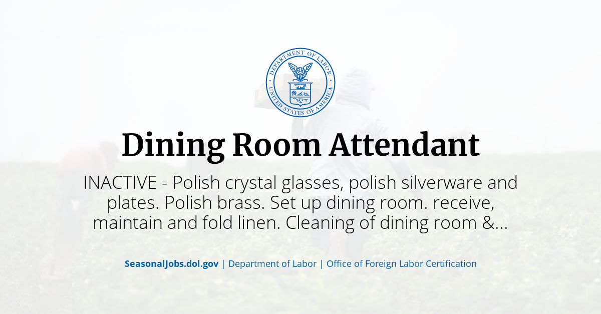 dining room attendant description