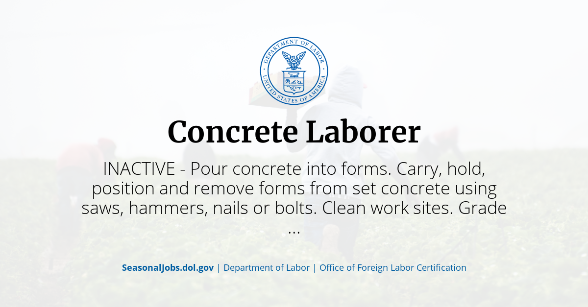 Concrete Laborer SeasonalJobs.dol.gov