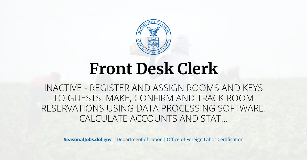 Front Desk Clerk Job Description
