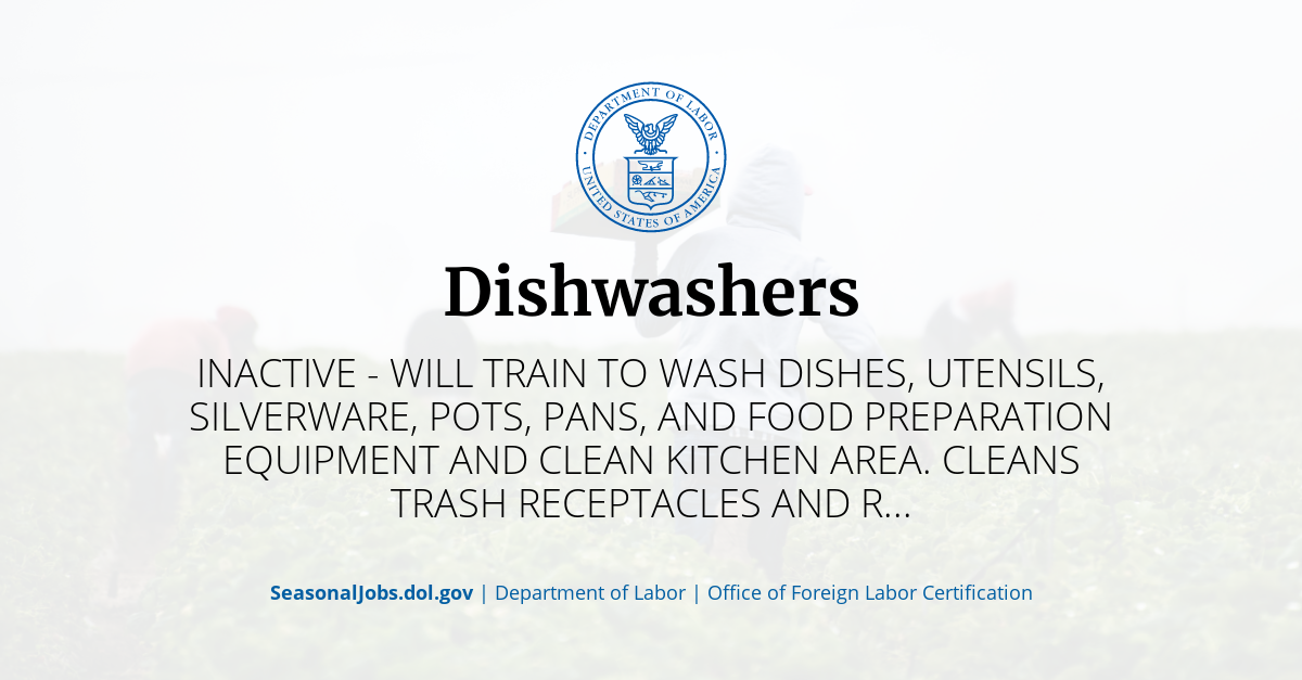 Dishwashers SeasonalJobs.dol.gov