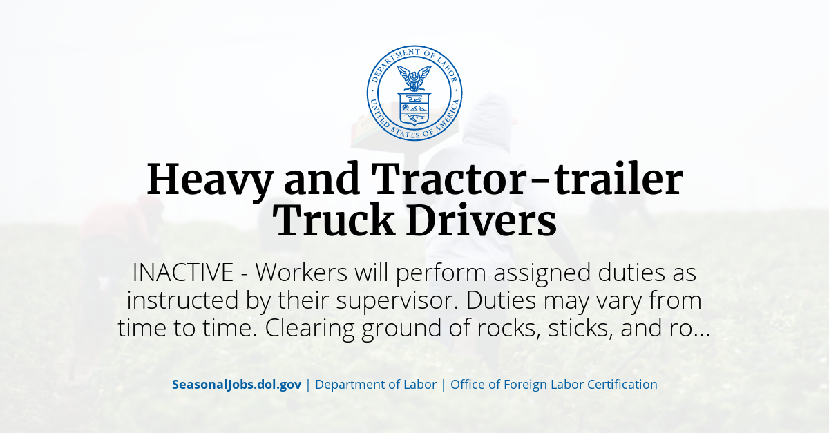 Tractor-Trailer Truck Driver Job Description