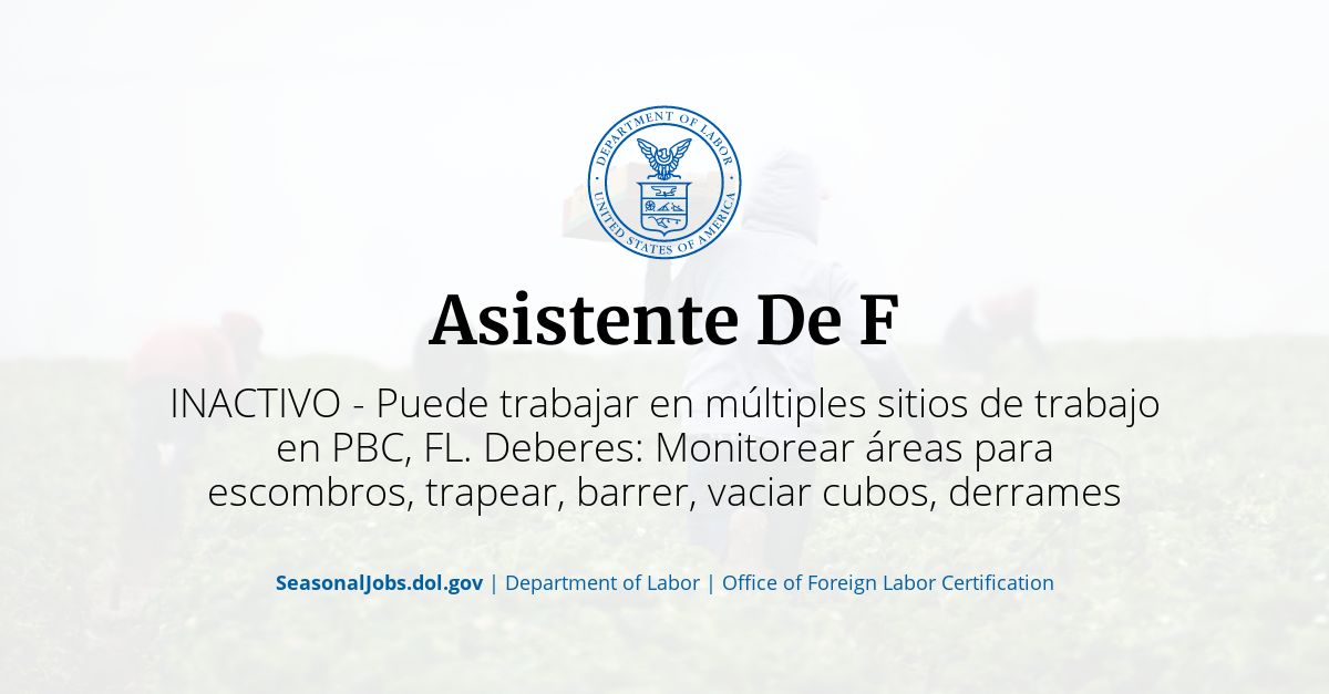 Asistente De F b I SeasonalJobs.dol.gov