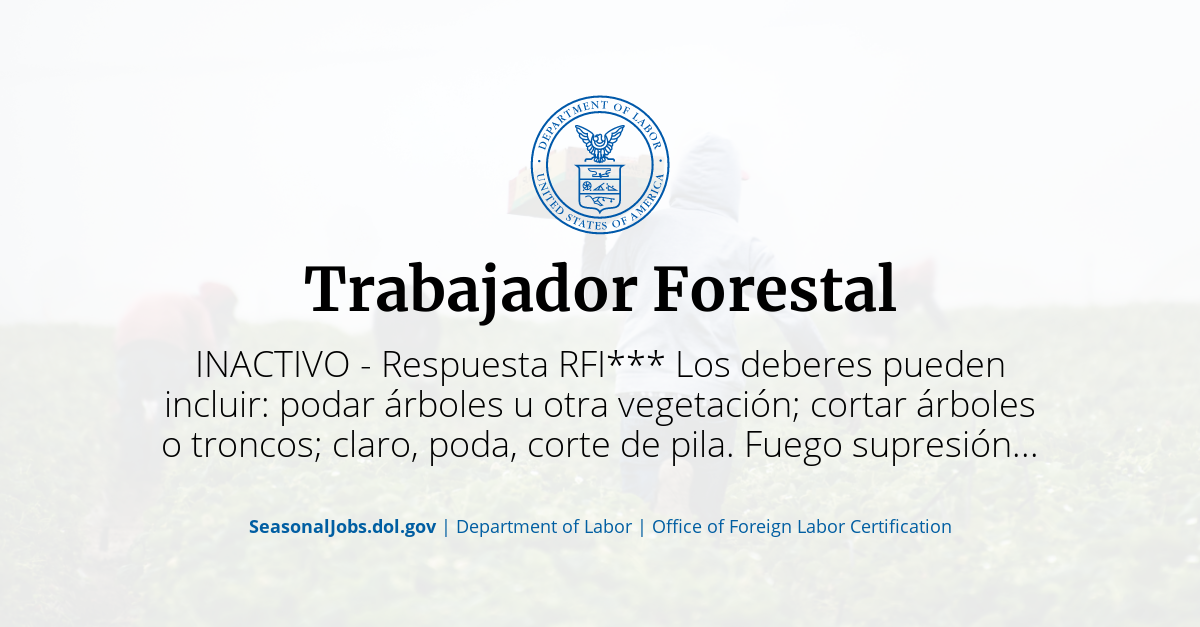 Trabajador Forestal | SeasonalJobs.dol.gov