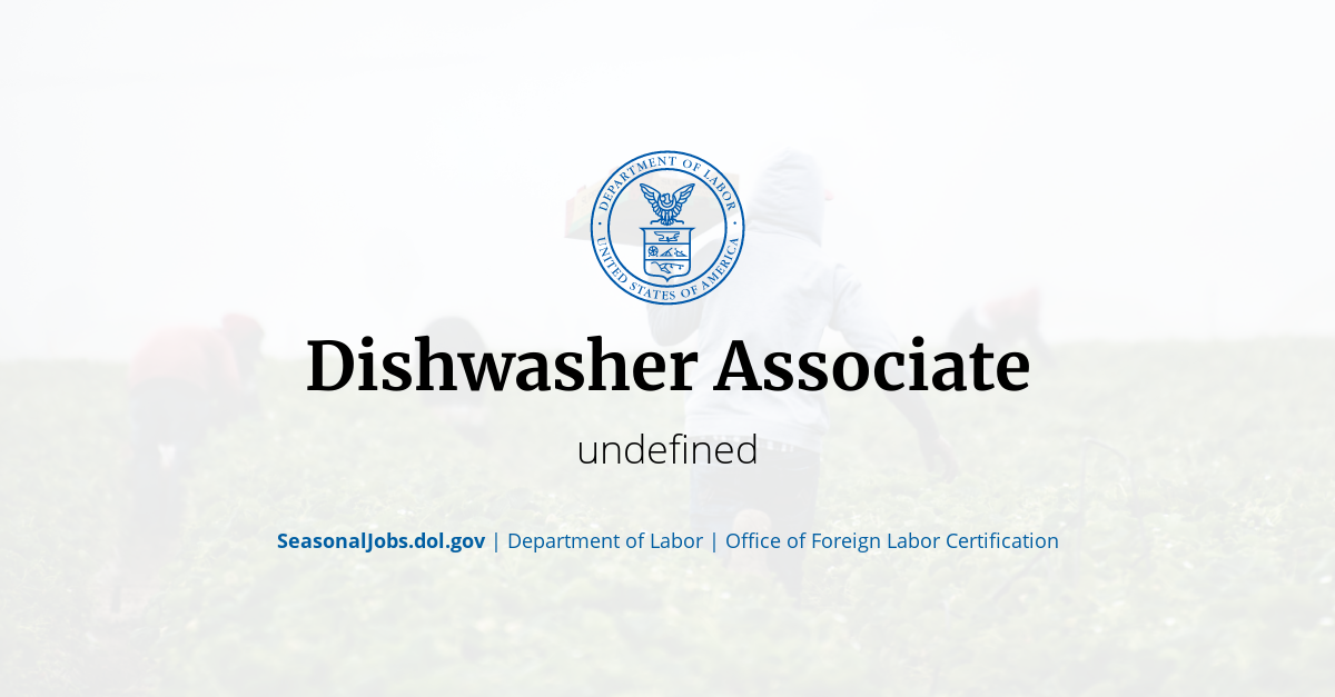 Dishwasher Associate SeasonalJobs.dol.gov