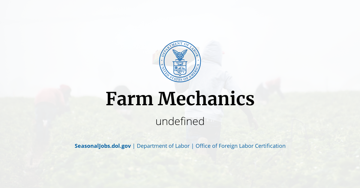 Farm Mechanics SeasonalJobs.dol.gov