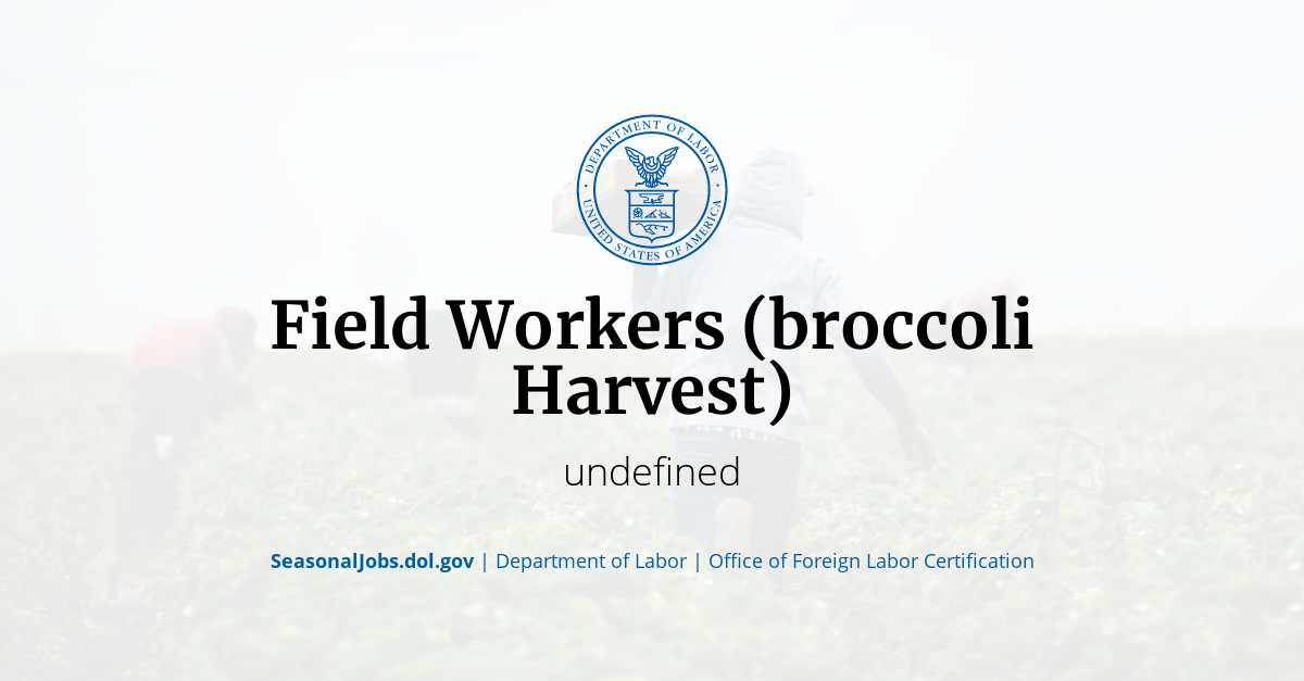 Field Workers (broccoli Harvest) SeasonalJobs.dol.gov