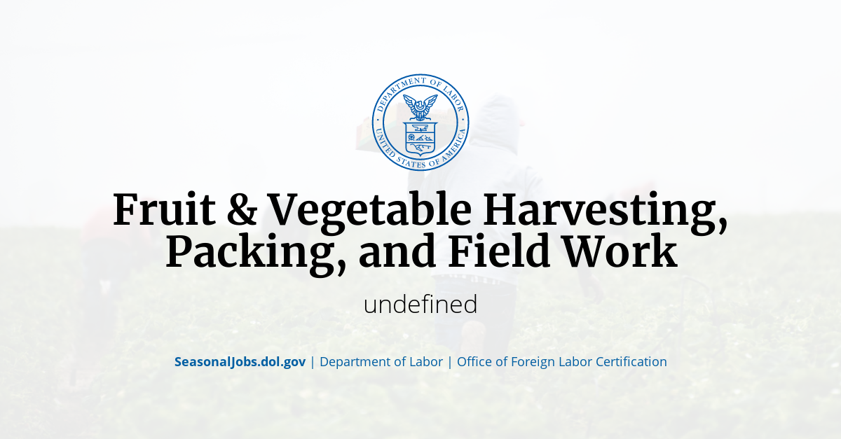 Fruit & Vegetable Harvesting, Packing, and Field Work SeasonalJobs