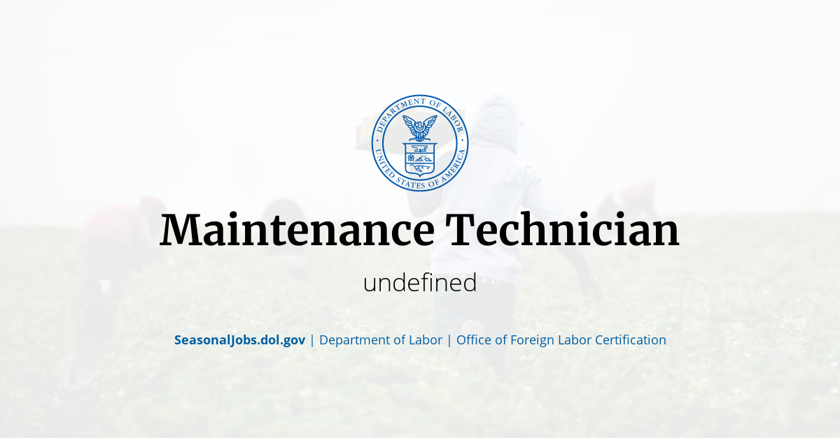 Maintenance Technician | SeasonalJobs.dol.gov