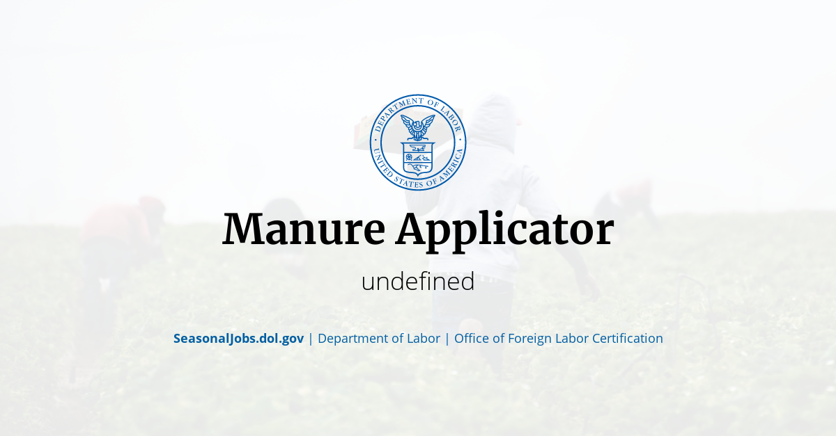 Manure Applicator SeasonalJobs.dol.gov