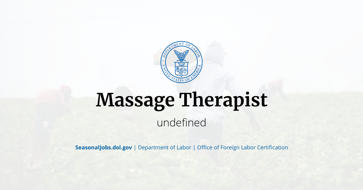 Massage Therapist SeasonalJobs.dol.gov