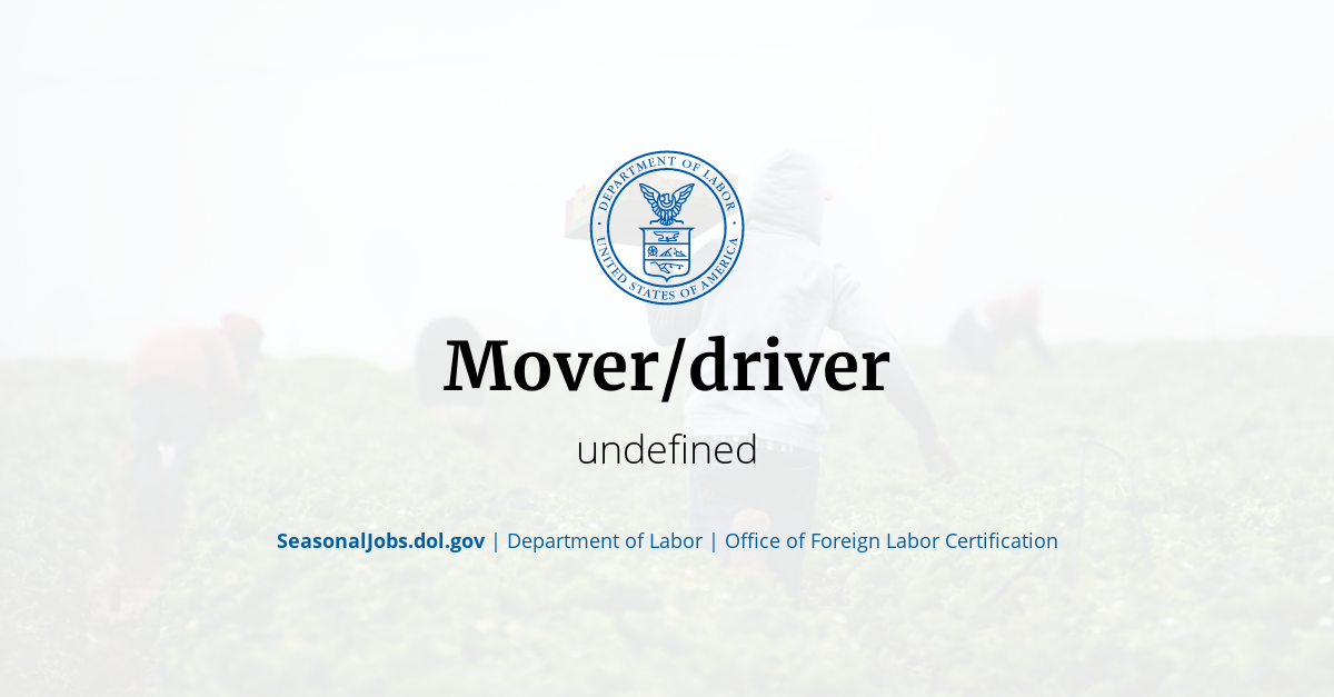 Mover/driver SeasonalJobs.dol.gov