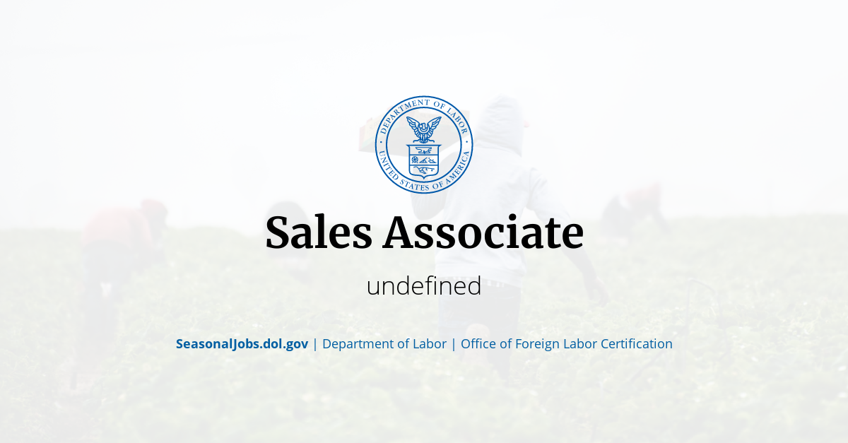 Sales Associate SeasonalJobs.dol.gov