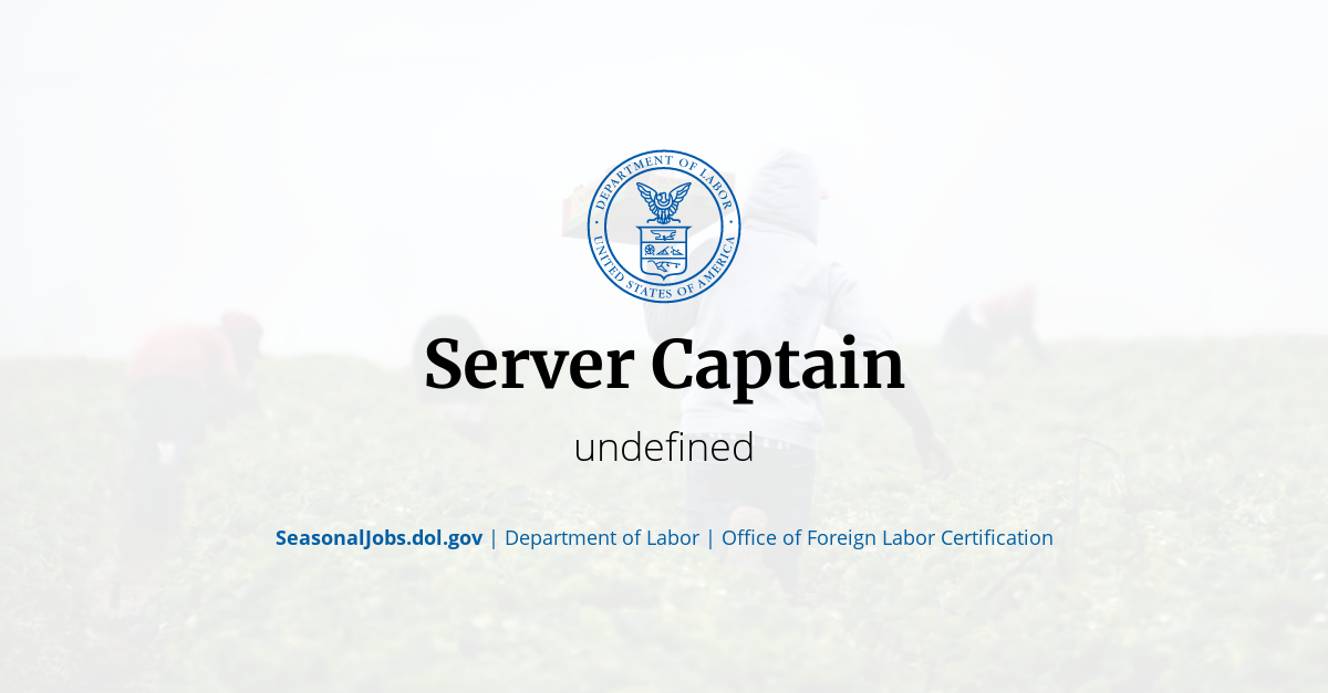 Server Captain | SeasonalJobs.dol.gov