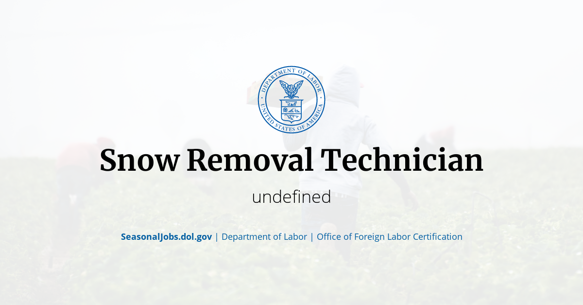 Snow Removal Technician SeasonalJobs.dol.gov