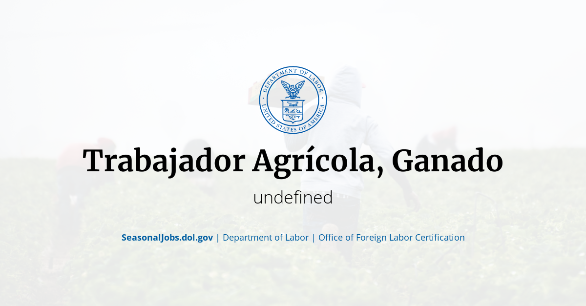 Trabajador Agrícola, Ganado SeasonalJobs.dol.gov