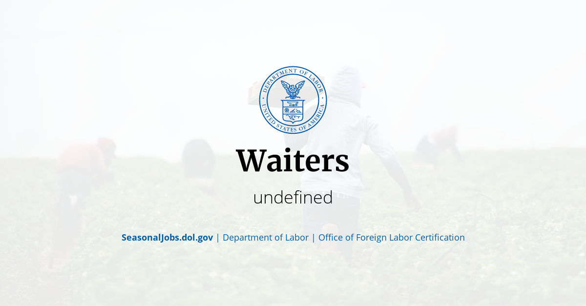 Waiters SeasonalJobs.dol.gov